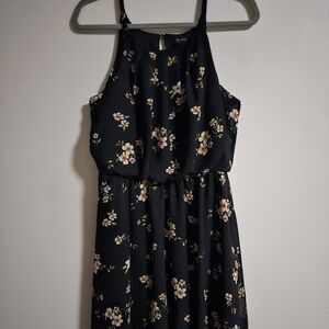 Floral Black Midi Dress